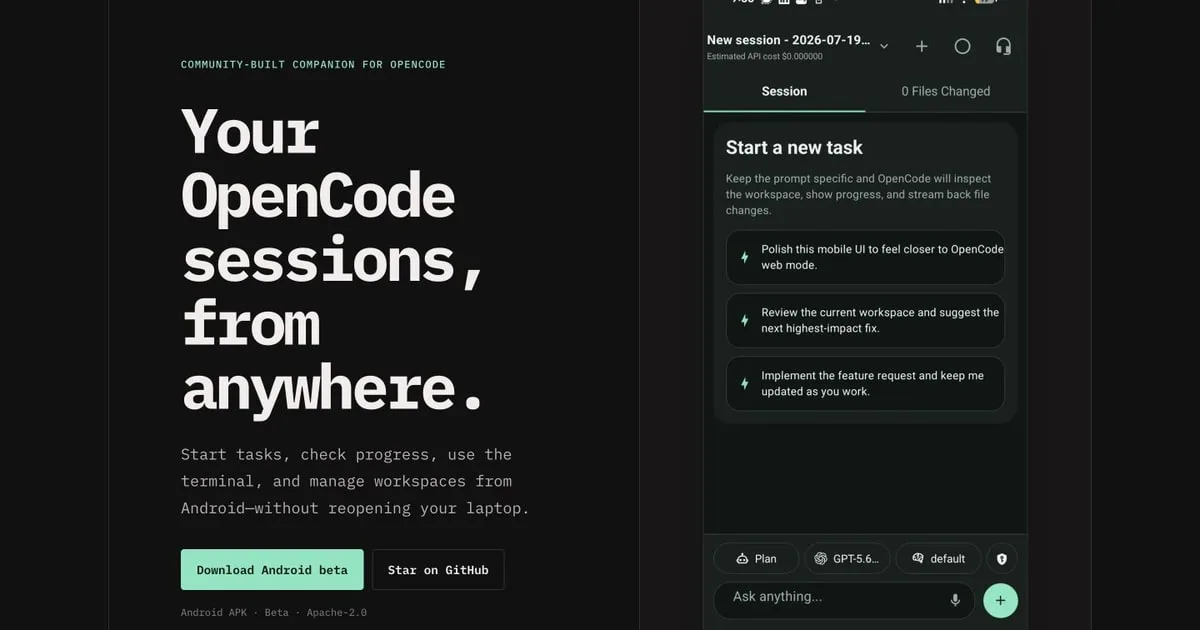 opencode-mobile 项目界面预览图
