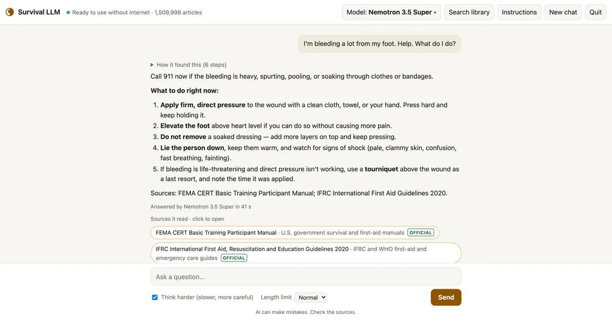 survival-llm 项目界面预览图