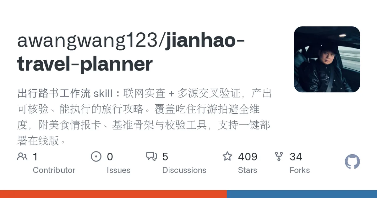 jianhao-travel-planner 项目界面预览图
